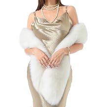LA CARRIE Womens Faux Fur Collar Scarf Wrap Winter Neck Warmer Collar Ladies White Scarf