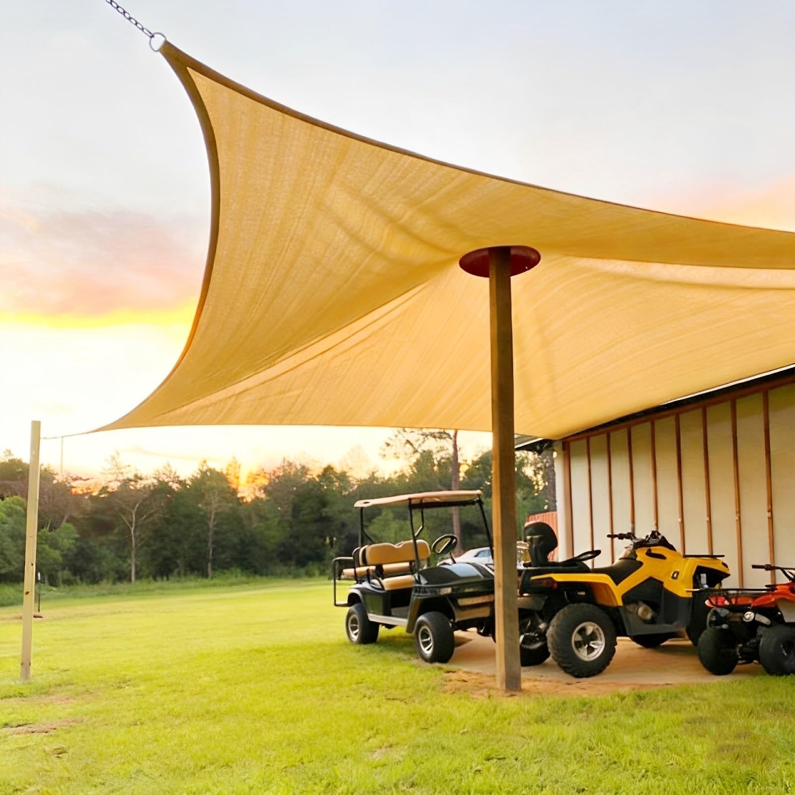 Telo Ombreggiante da Campeggio per Esterni con Anti UV al 90%, Tessuto Antivento Traspirante, Rete Ombra per Tende Picnic Spiagge Giardini(4x9.0m/13.1′x29.5′)