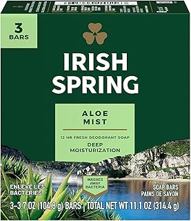 Irish Spring Aloe Deodorant Bath Bar, 3.75 oz, 3 ct x 3 Packs (Total of 9 Bars of Soap)