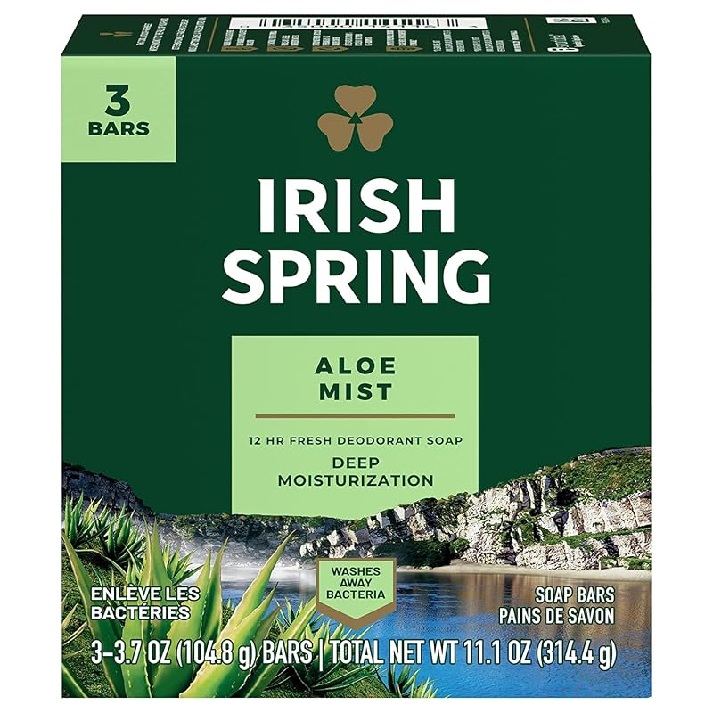 Sabonete em barra Irish Spring com aloe vera, 3 unidades