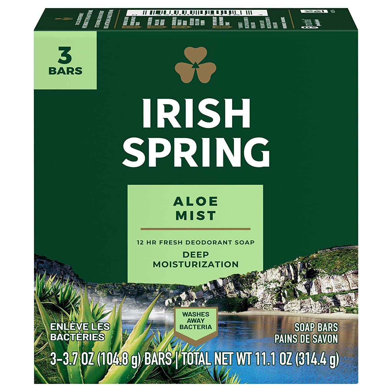 Irish Spring Deodorant Bath Bar - Aloe - 3.75 oz