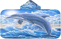 Burbuja Toalha de banho com capuz golfinho para crianças, toalha de praia de pelúcia macia absorvente para meninas e meninos 3-10 anos, 61 x 127 cm