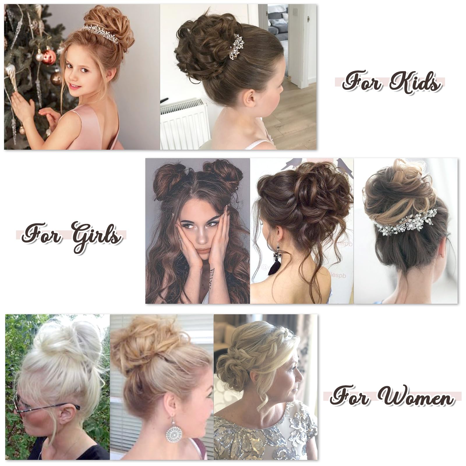 RUWISS Chignon di Capelli 100% Capelli Umani Elastici Chignon Ondulato Capelli Veri Coda di Cavallo Pezzo di Capelli Spessi Updo per Donne Ragazze, Marrone Scuro con 15% Bionda Cacao Scuro