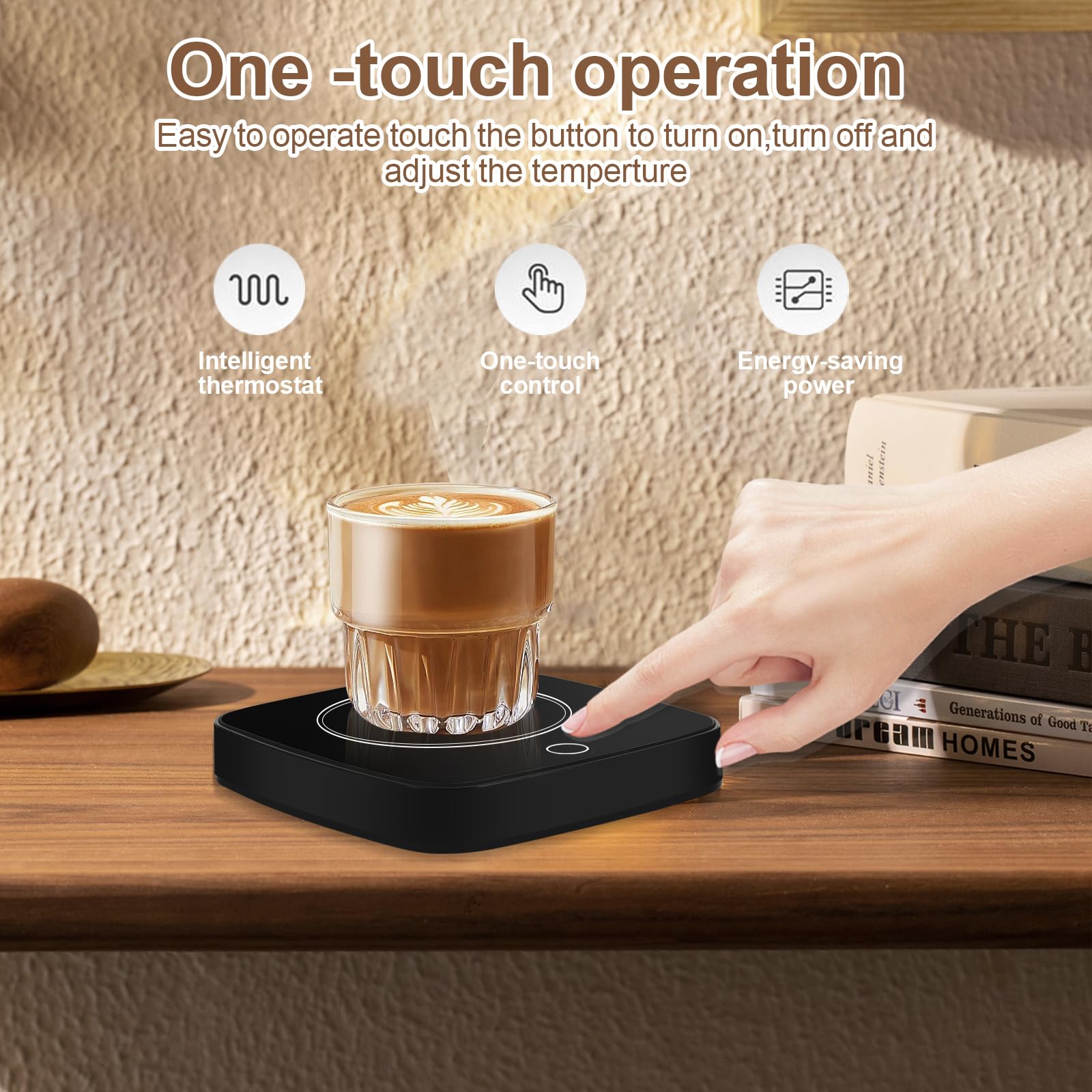 Jinlaili Scaldabagno intelligente per tazze, riscaldatore di caffè, con 3 modalità di temperatura, 8 ore, spegnimento automatico, riscaldatore tazza ufficio, scaldabagno, riscaldatore di candele, per