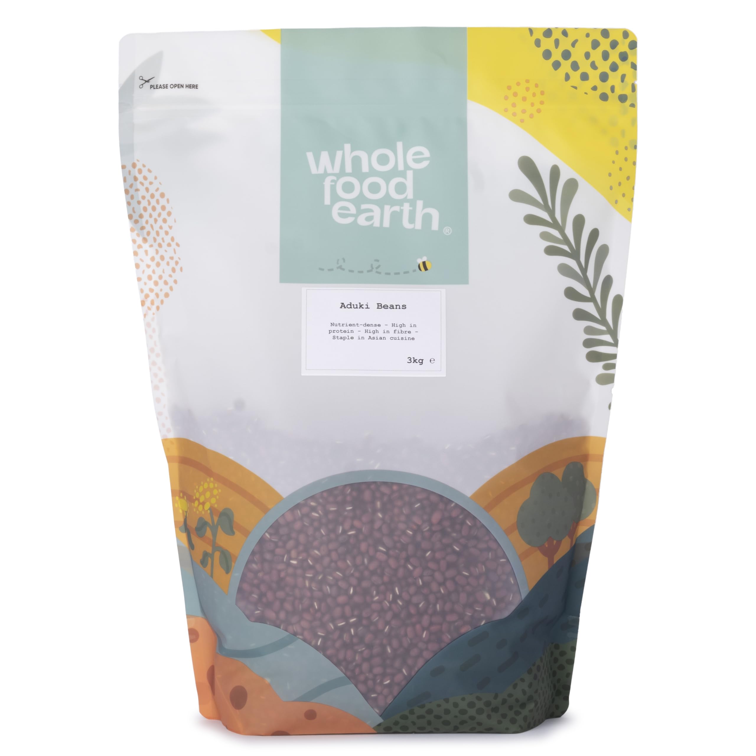 Wholefood Earth Organic Aduki Beans - 3kg Bulk Legumes, High Protein & Fibre
