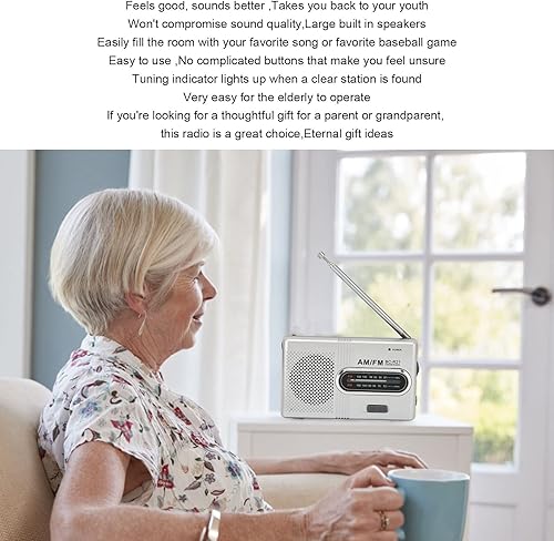 Miniatura 3 de Radio AM FM portátil con conector para auriculares, radio de transistor de bolsillo portátil de larga duración con altavoz de 5 W, para el hogar al