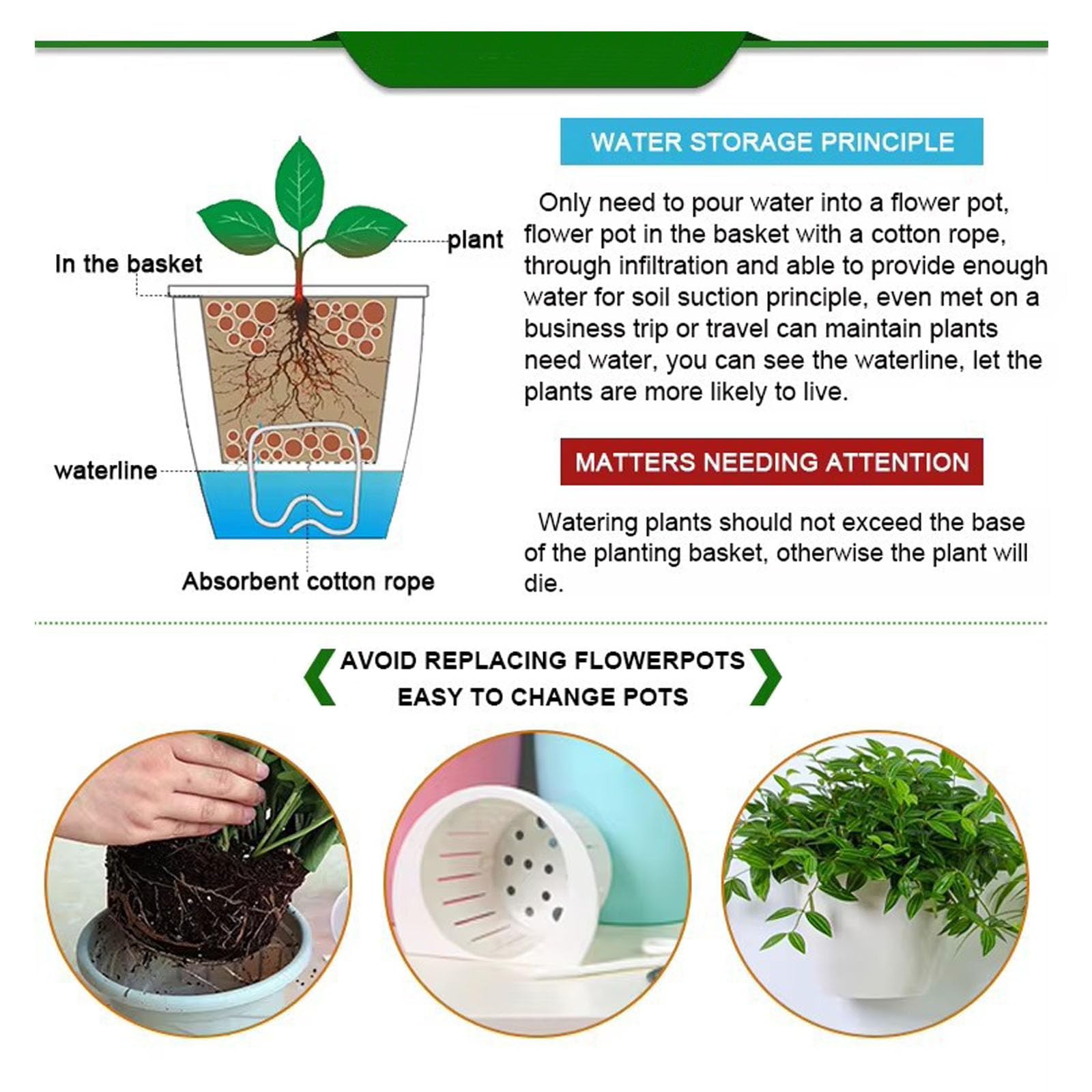 Macetas de PP para jardinería en interiores y exteriores, macetas colgantes de autorriego con agujeros de drenaje, macetas modernas para plantas de interior, suculentas, hierbas (10, mediana)