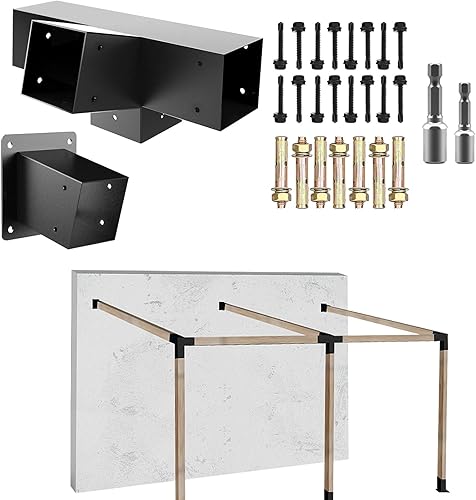 Miniatura 8 de Kit de soporte de pérgola de 3 vías, esquina de ángulo recto de 3 vías y base de poste de hormigón kit de bricolaje para madera de 4 x 4 (real 3.5 x