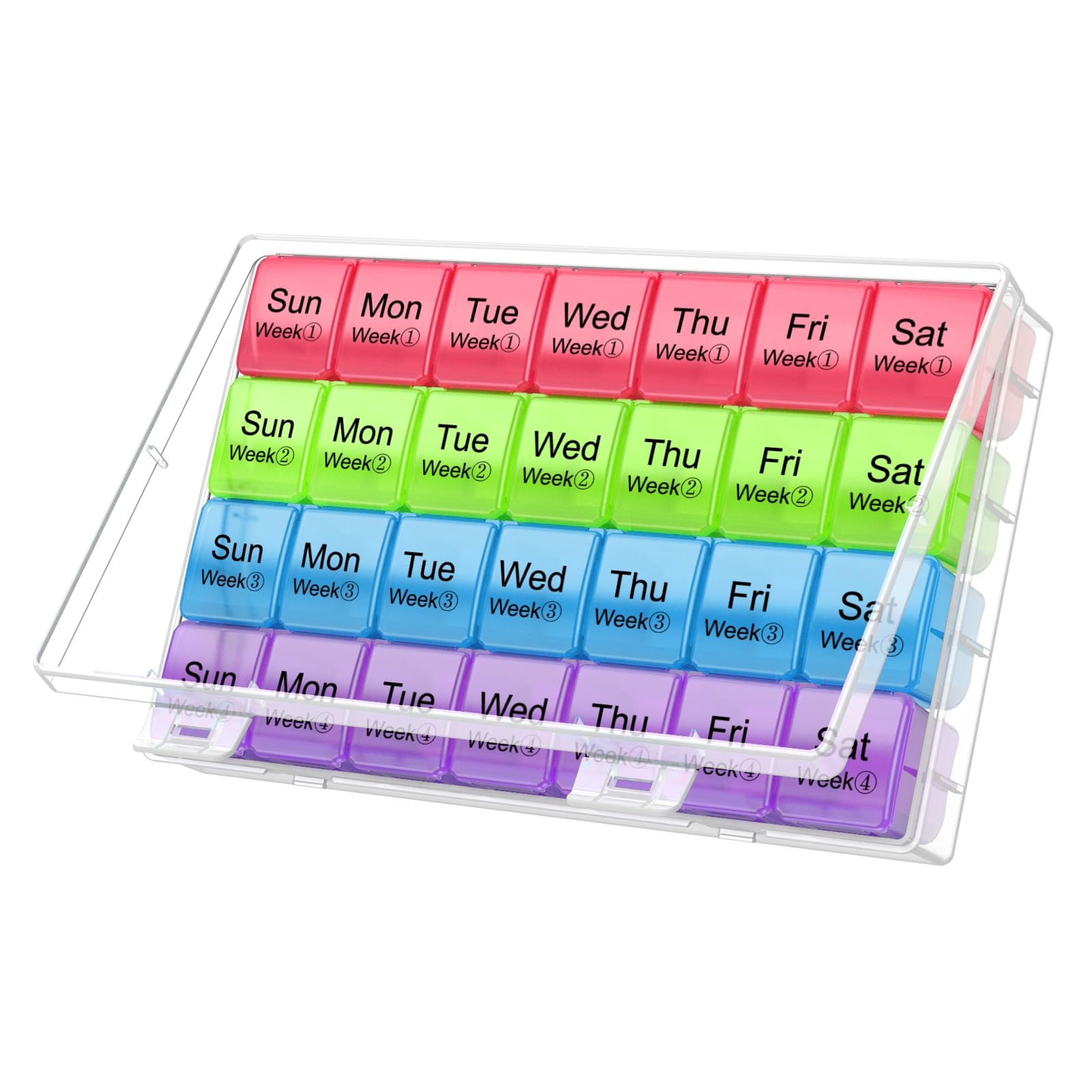 Large Monthly Pill Organizer 28 Day Case Organizerd Extra Large Compartments 4 Week Dust-Proof Pill Case Medication Reminder