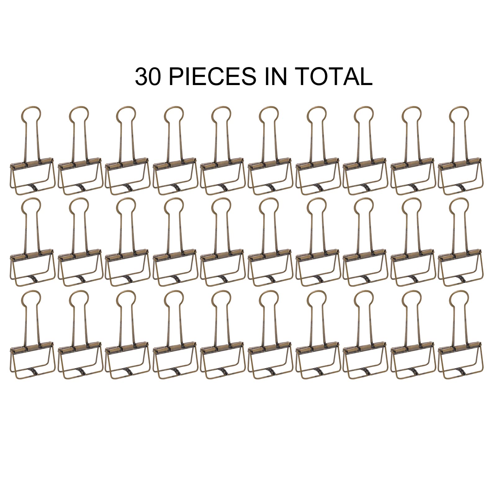 30 Stück Foldback Klammern, 51mm Metall Hohl Binder Clips Mehrzweck Lange Schwanzklammer für Zuhause, Schule, Büro und Bastelprojekte (Bronze)