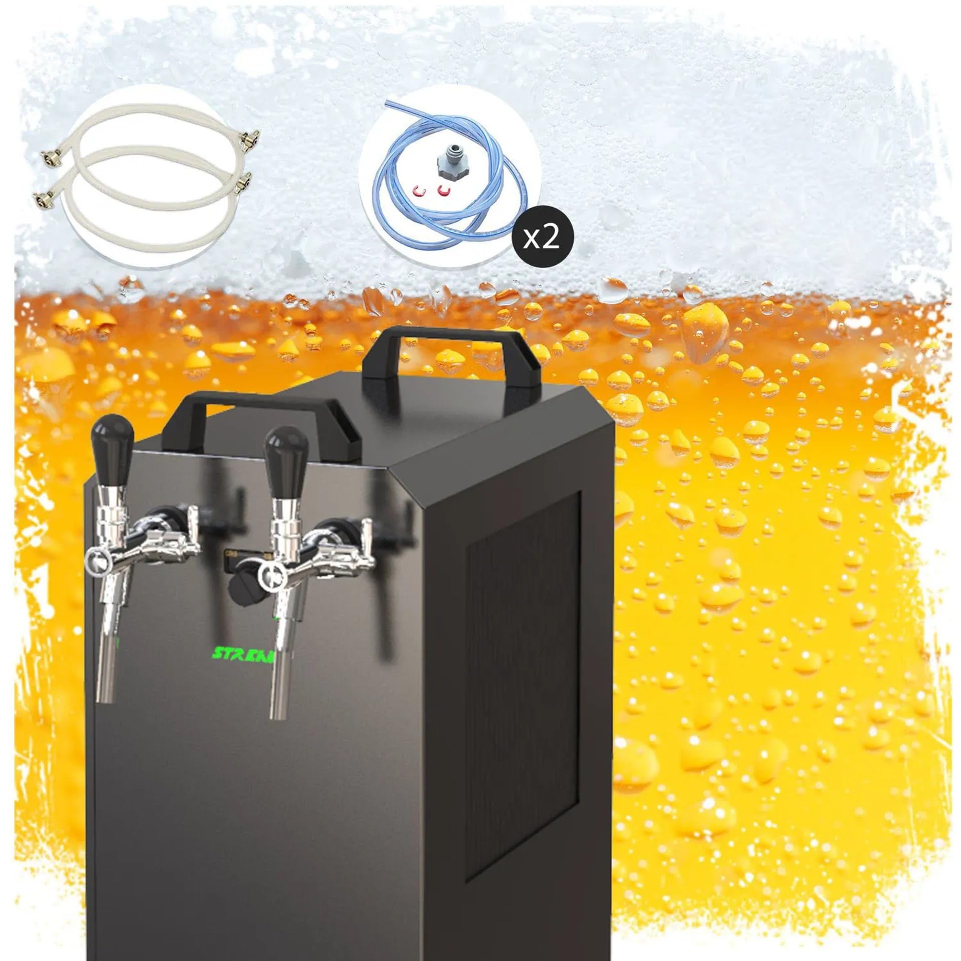 Set Completo Sistema erogazione Birra Stream 80K 2 Vie Flusso Continuo raffreddore a Secco con Pompa Aria, Tubi John Guest, NC Adattatore