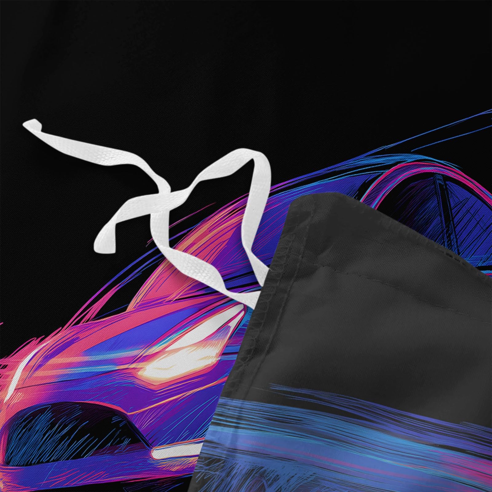 Generico Cartoon Neon Electric Car 3-częściowy zestaw poszewek na kołdrę 220 x 240 cm zestaw poszewek na kołdrę, czarny komplet pościeli z zamkiem błyskawicznym i poszewkami na poduszki z mikrofibry