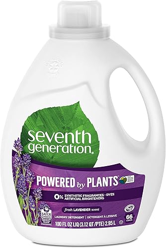 Seventh Generation Detergente líquido para lavandería, aroma fresco, lavanda, 100 onzas líquidas