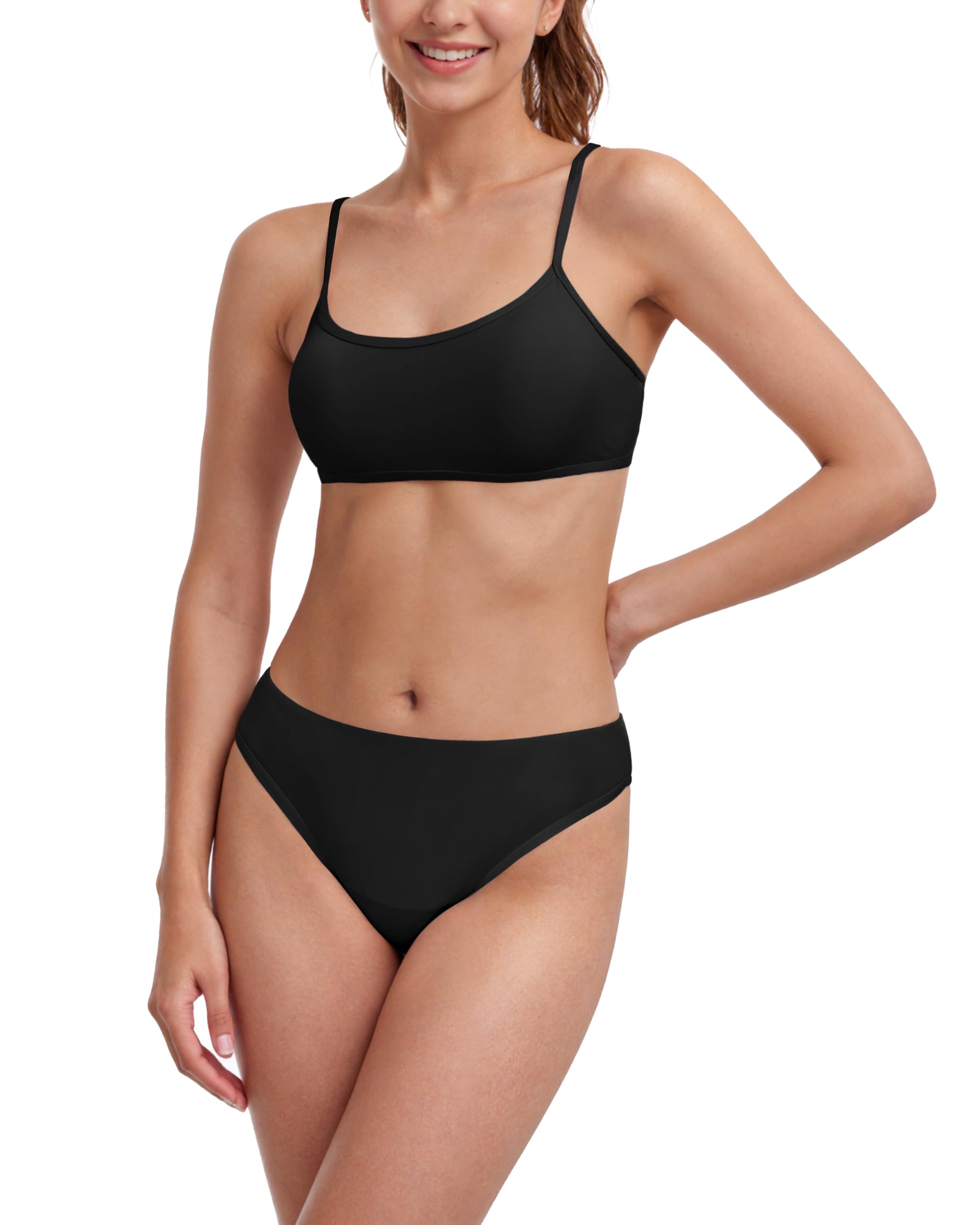Zweiteiliger Perioden Bikini mit Spaghetti-Trägern für Damen | Herausnehmbare Pads, saugfähiger Zwickelbereich, niedriger Bund, elastischer Sitz, weiches Material, Pool und Strand