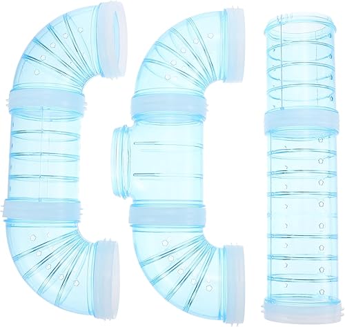 Hemobllo Juego de tubos para hámster, túnel de jaula de mascotas de plástico transparente curvado, pista de túnel de conexión de jaula creativa para