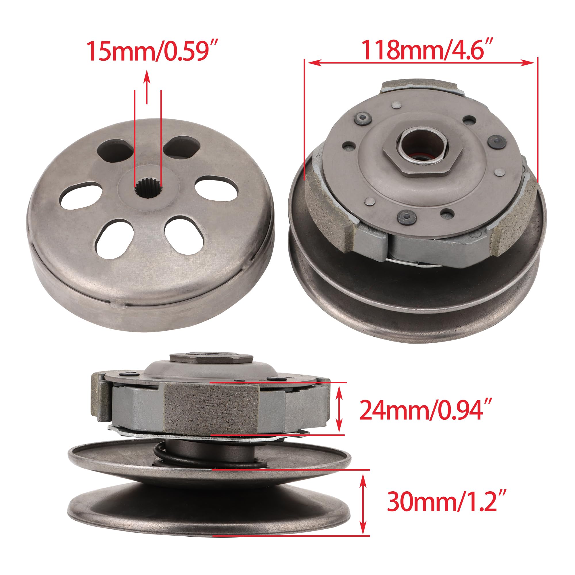 WOOSTAR Frizione Posteriore Completa Assemblea Sostituzione per 4 Tempi GY6 125cc 150cc Scooter Go Kart ATV 4 Ruote 152QMI 157QMJ Motore