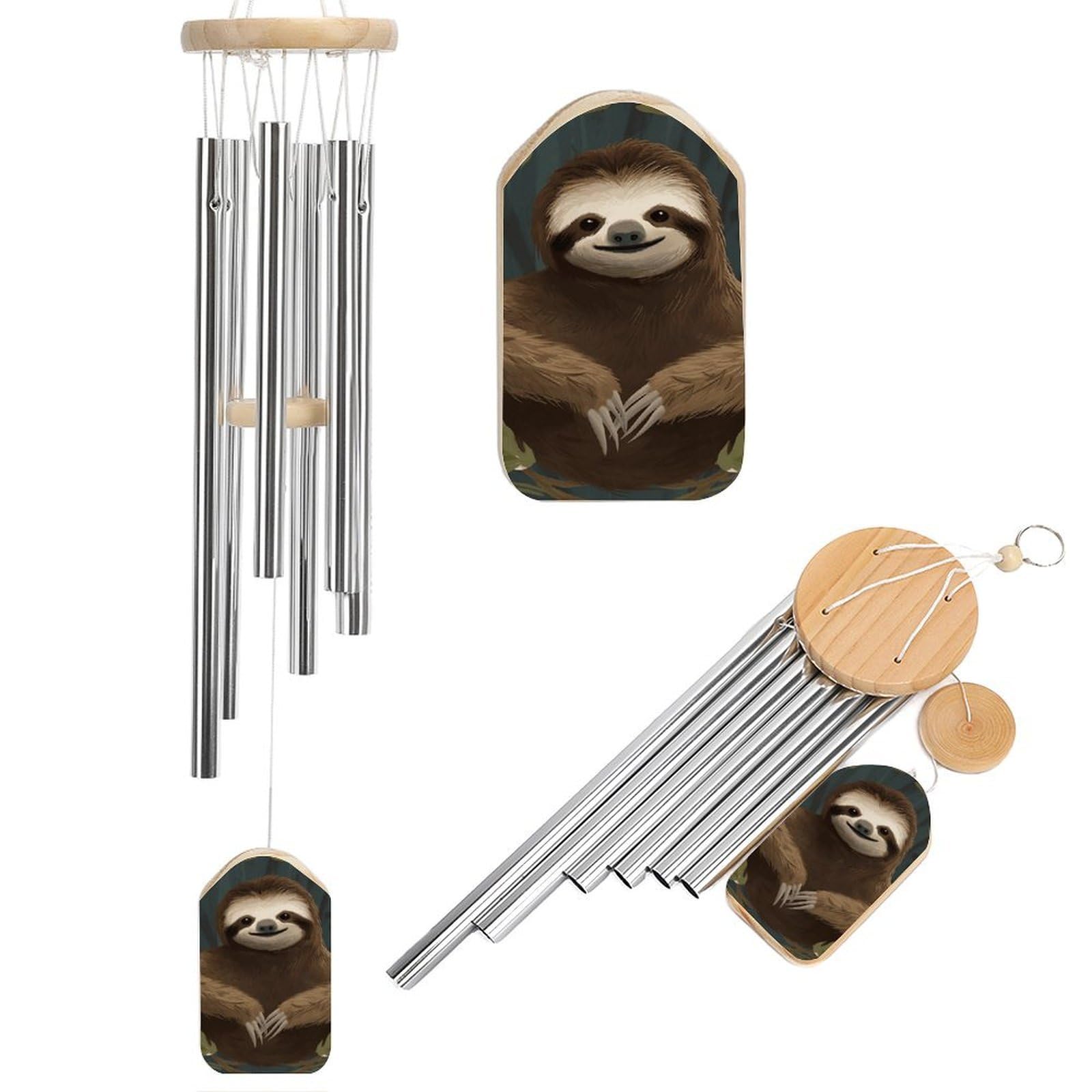 Sloth Wind Chimes, Soothing Melodic Memorial Windchimes Soothing Melody Wind Chime Handcrafted Hanging Decoration for Home Garden Balcony Courtyard Decor