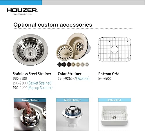 Miniatura 7 de Houzer Platus PTS-4100 BQ - Fregadero de granja de la serie Fireclay - Fregadero de granja con delantal de montaje inferior de 30 pulgadas con