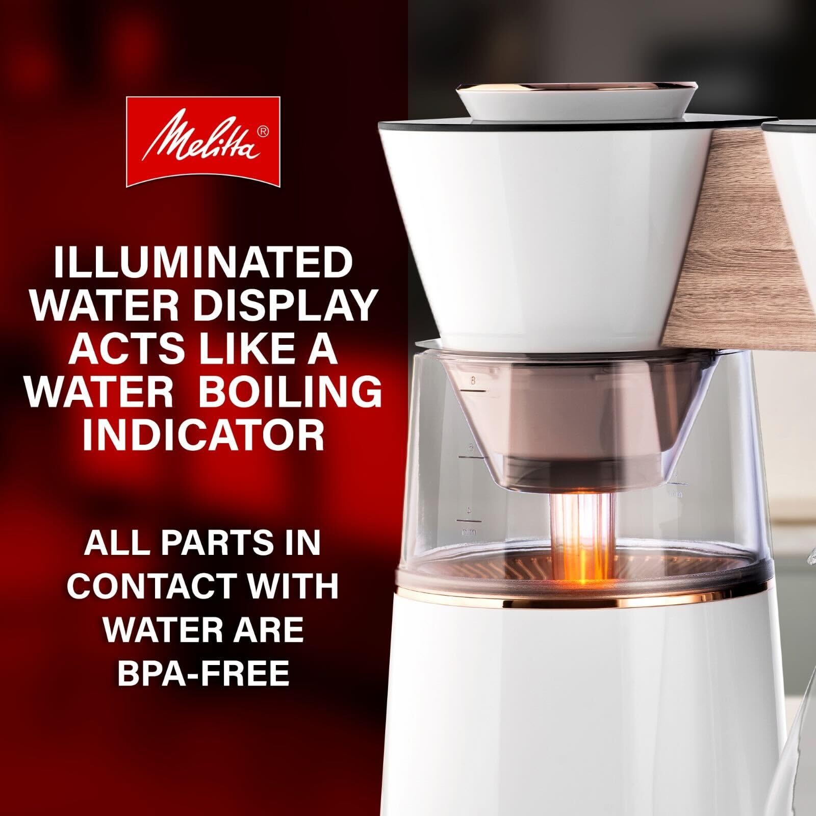 Melitta Vision 12-Cup Drip Coffee Maker, White, with 5-Pack Filters | Automatic and Programmable, Adjustable keep warm time setting and coffee strength, Touch Control