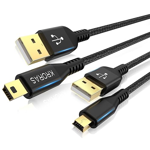 Paquete de 2 cables mini USB de 3.3 pies, 2.0 mini cable USB compatible con Garmin Nuvi GPS, cámara, controlador de PS3, disco duro, calculadoras