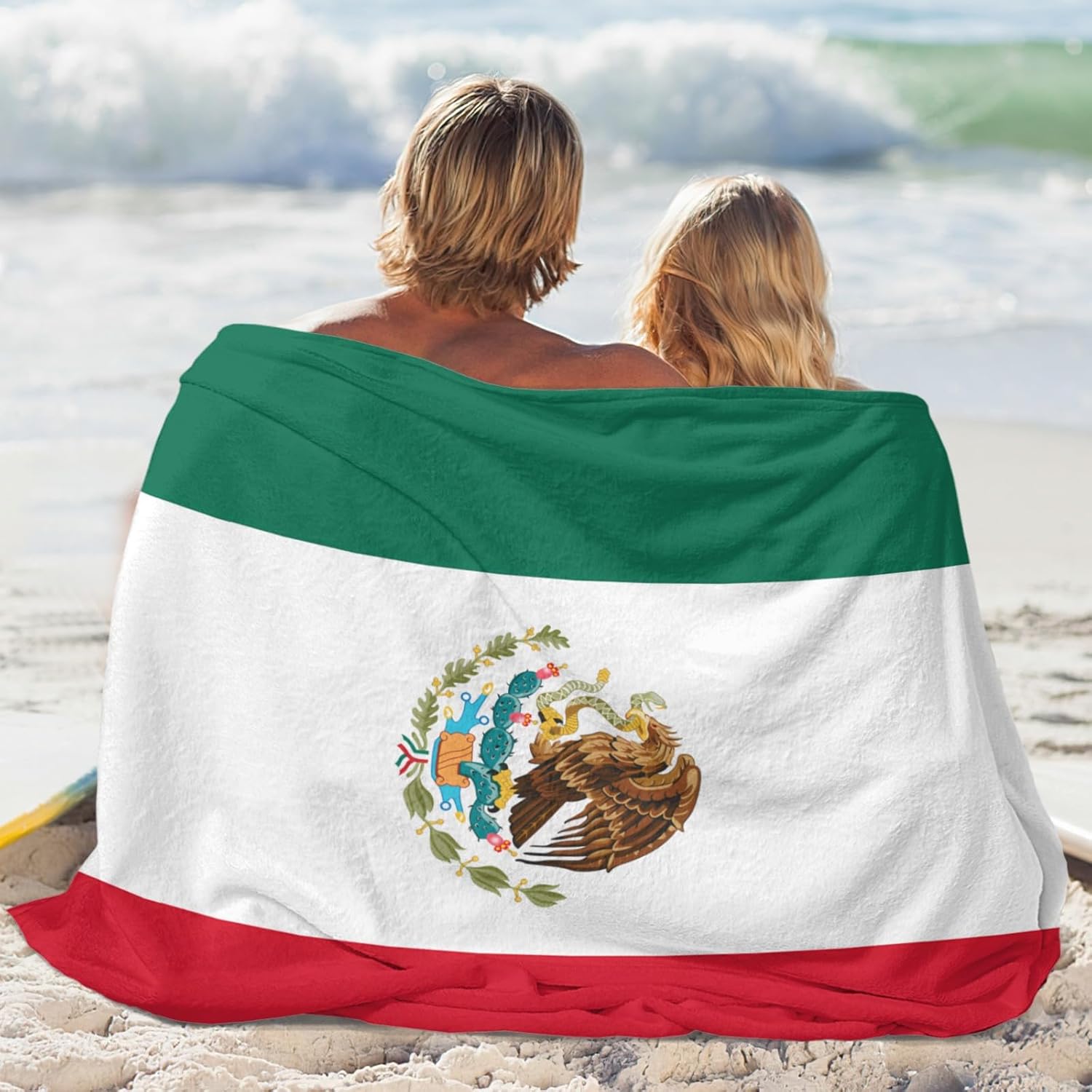 Mexico Mexican Flag Throw Blanket Flannel Blankets Soft Warm Cozy Lightweight Bed Throws for Bedroom Living Room Sofa Couch Home Decor 60“x50”