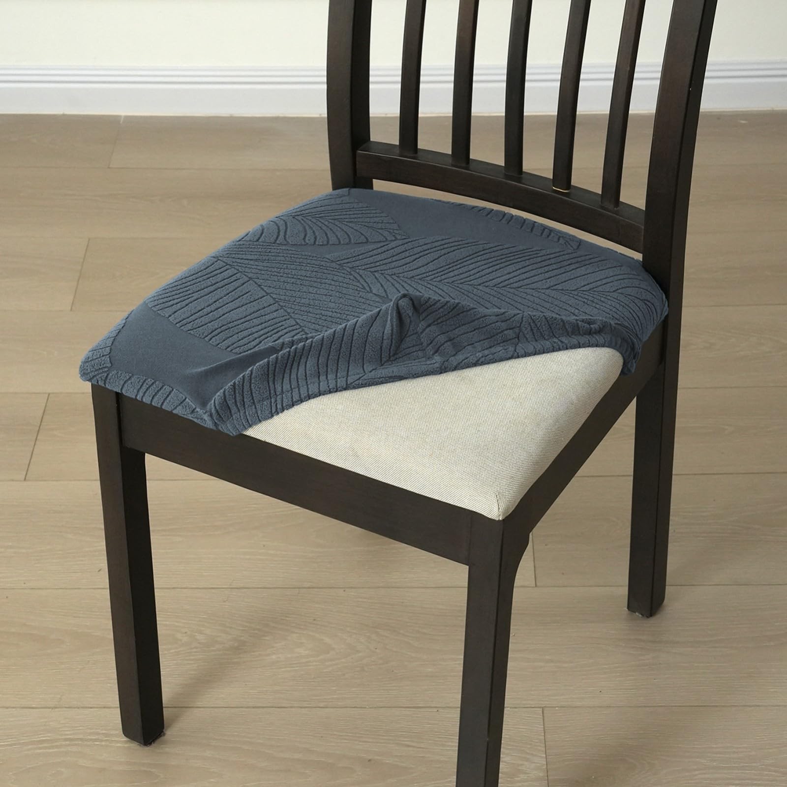 Stretch-Sitzbezüge für Esszimmerstühle 2/4/6er-Set,Jacquard-Sitzbezüge für Küchen-und Esszimmerstühle,Abnehmbare und Waschbare Stuhlhussen(Beige,6Pcs)