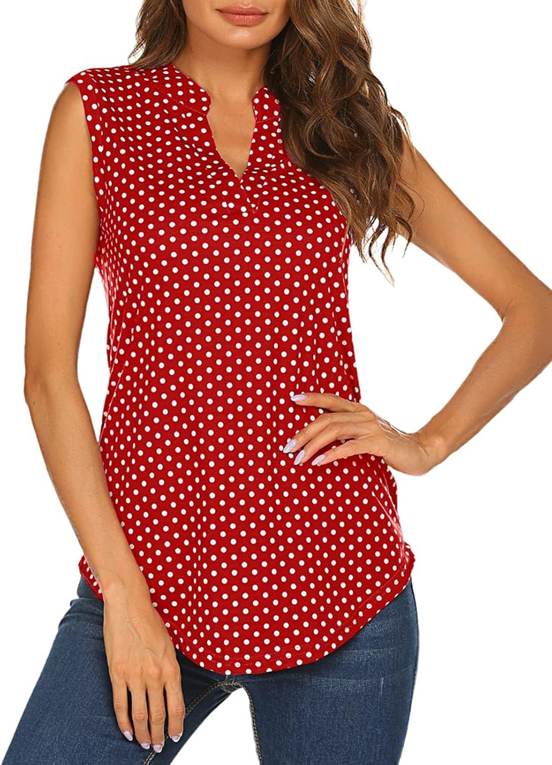 Halife Women's Sleeveless Floral Print V Neck Tunic Tank Tops Blouse Shirts - Image 4