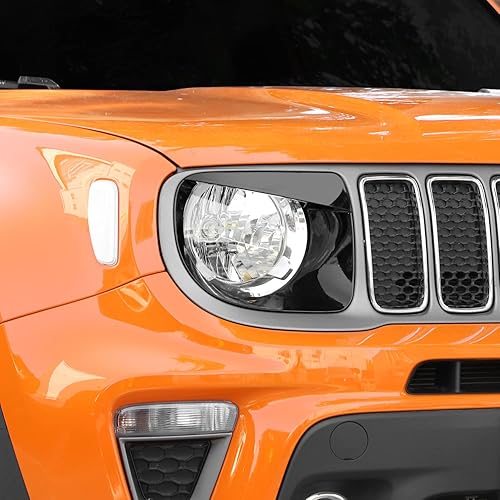 Miniatura 7 de CheroCar Cubierta para faro delantero, biseles de faros delanteros, anillo para Jeep Renegade 2019-2021, naranja..