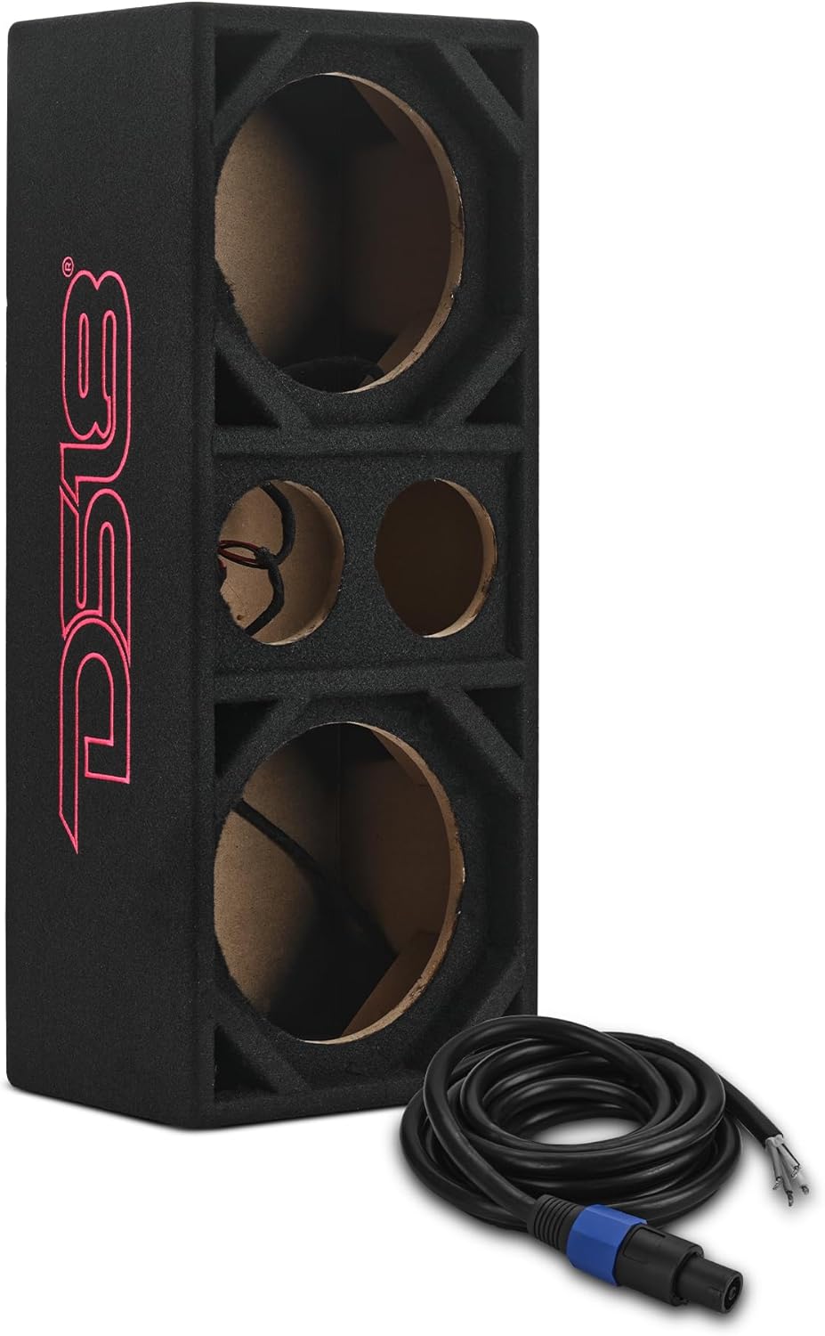DS18 Ported Voceteo Speaker Enclosure for 2X 8 Midrange & 2X 4 Tweeters | Black Carpet Finish | Includes 12ft OFC 4-Conductor Speakon Cable | Universal Chuchero Box
