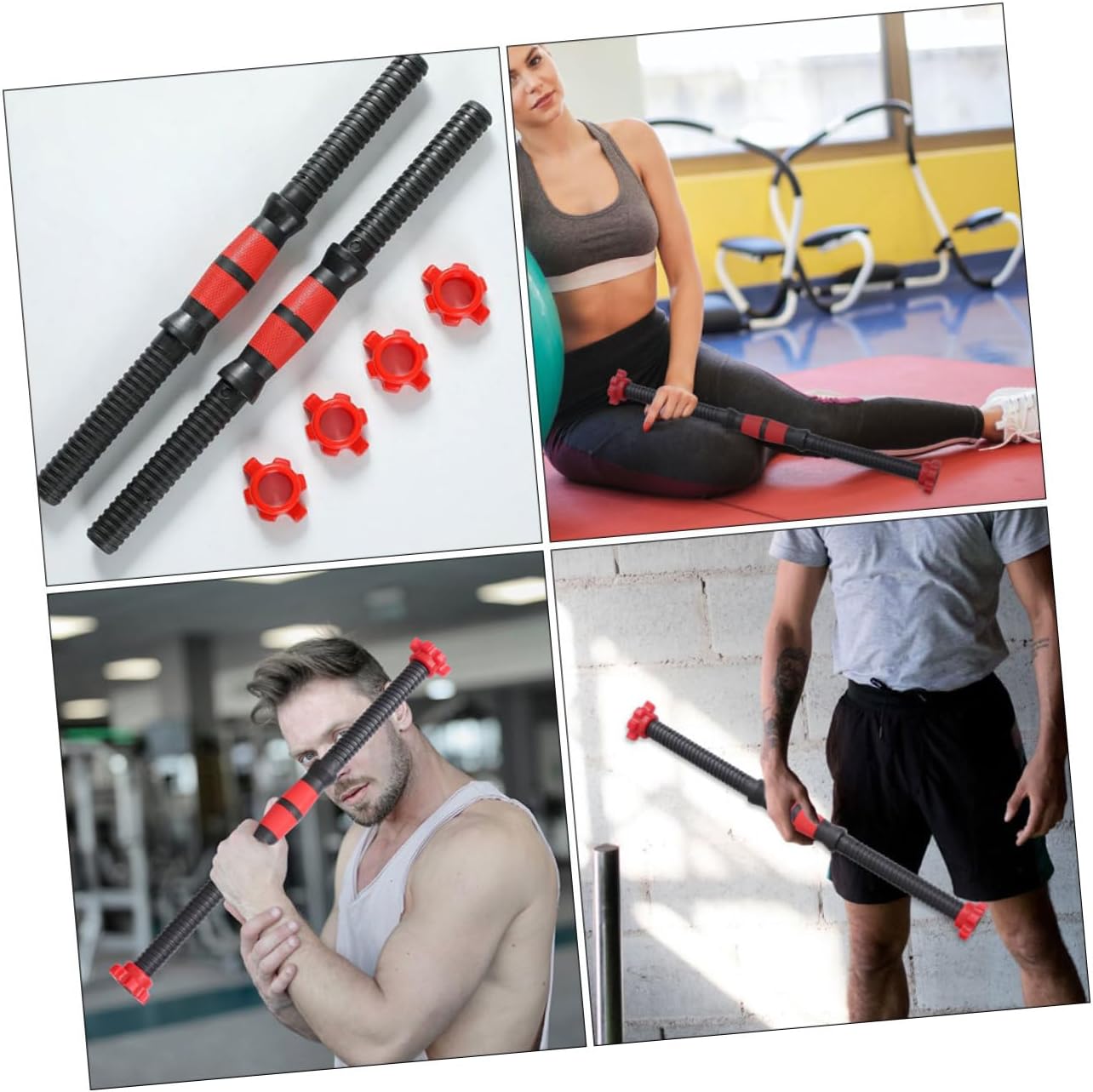 Dumbbell Bars with Non-slip Handles Easy to Install Fitness Dumbbell Pole for Strength Training Includes Connecting Rods and Nuts for Men and Women