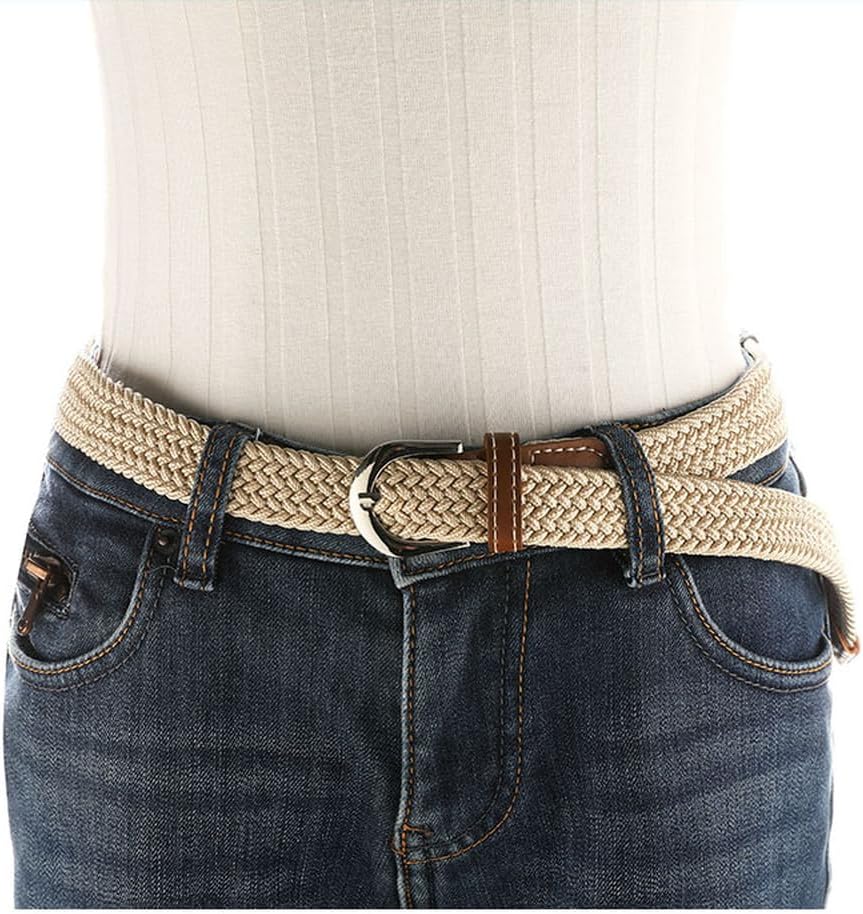 Women's elastic and elastic woven belt in one outfit casual and versatile denim belt for men and women