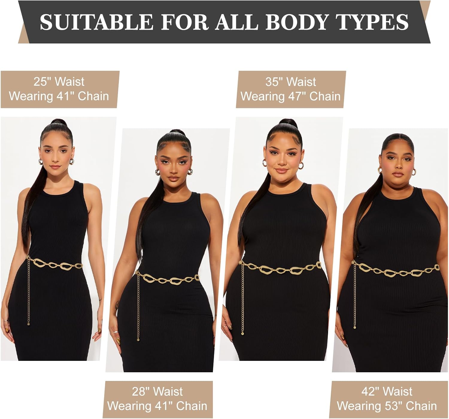 Chain Belt for Women, Adjustable Metal Waist Chain Fashion Decorative Belt for Dresses Jeans or Outfit - Image 6