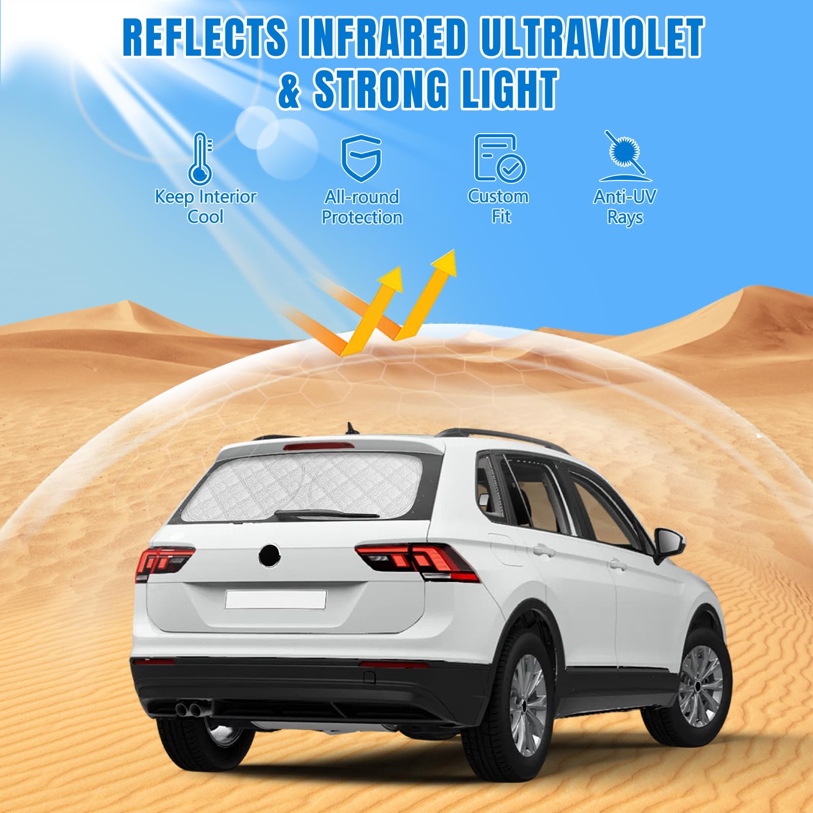 Parasole Auto Parabrezza Interno per VW Tiguan 2016-2026 | Parasole per Parabrezza Posteriore Protezione Interna dai Raggi UV
