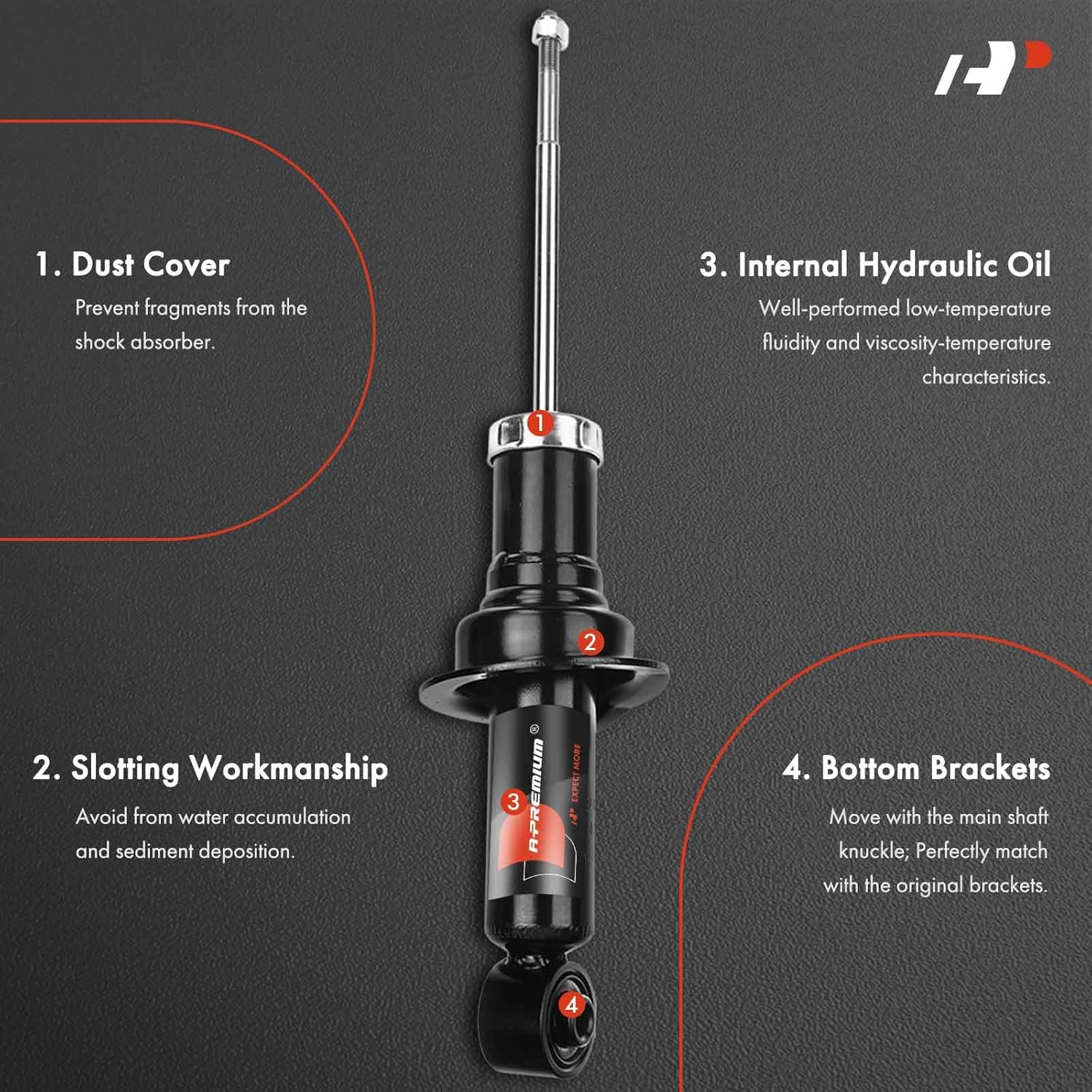 A-Premium Rear Pair (2) Shock Strut Assembly Compatible with Mazda Miata 1999-2005, L4 1.8L, Without Sport Package, Driver and Passenger Side
