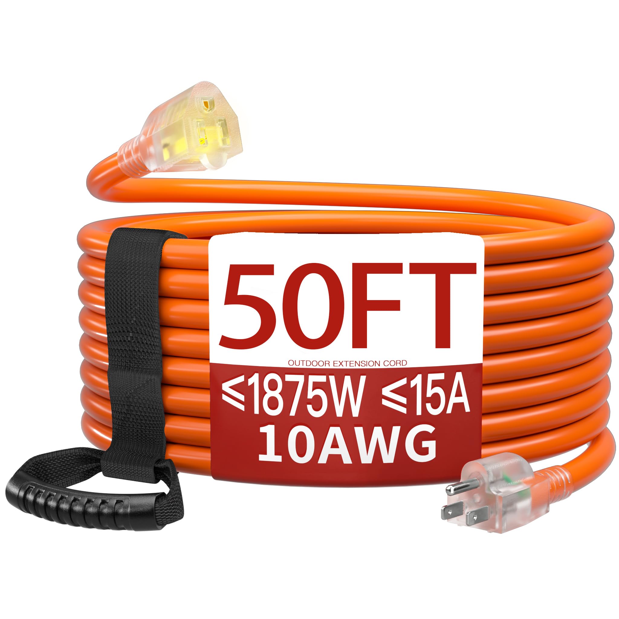 Skrizcable 50 FT 10 Gauge Extension Cord Outdoor, Orange Power Cord