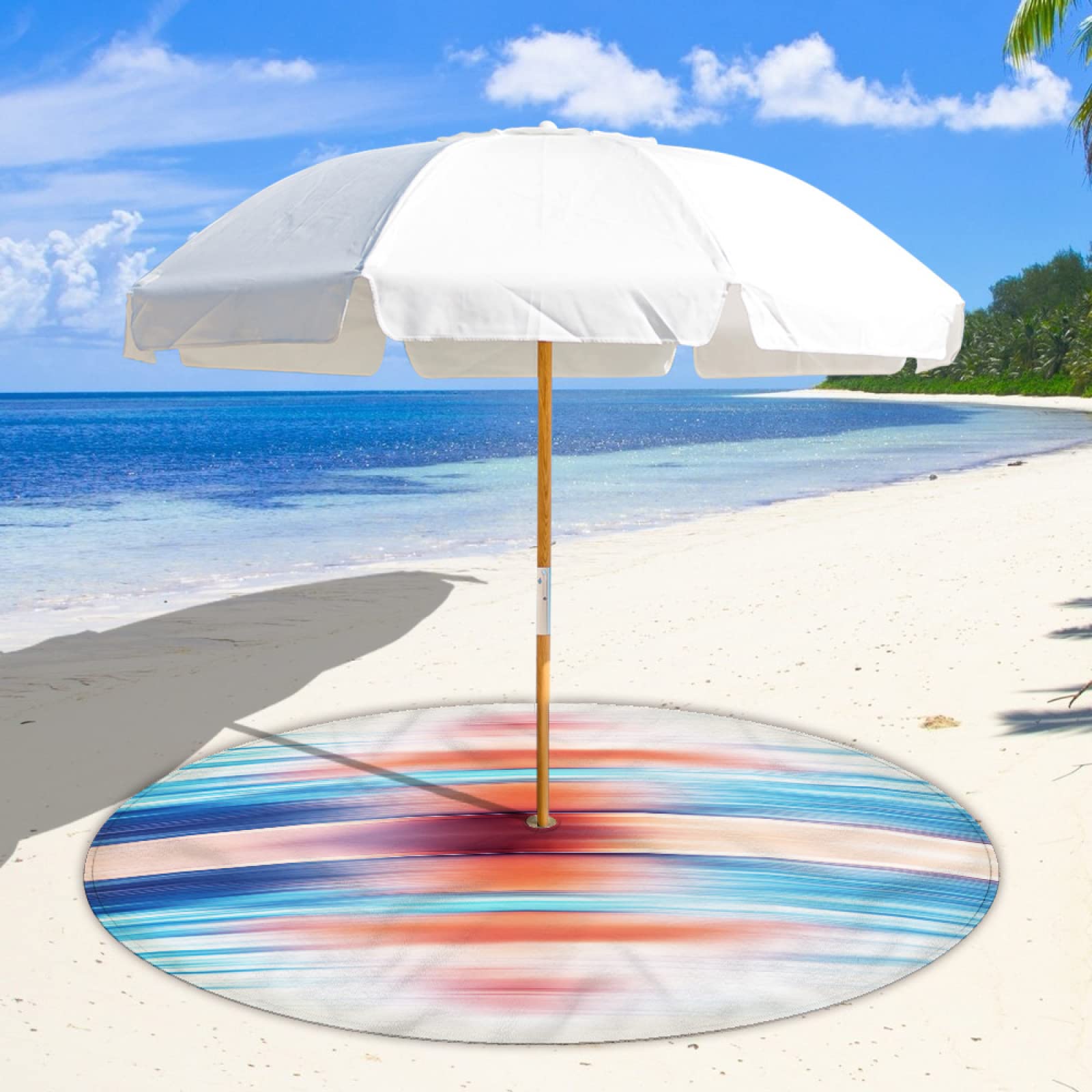 Estera De Pícnic Alfombra De Playa Manta Playa Estera De Playa Color Line Clause Almohadilla Para Sombrilla De Playa Agujero De 8 Cm Más Botón A Presión Almohadilla De Playa De Terciopelo De Doble Car