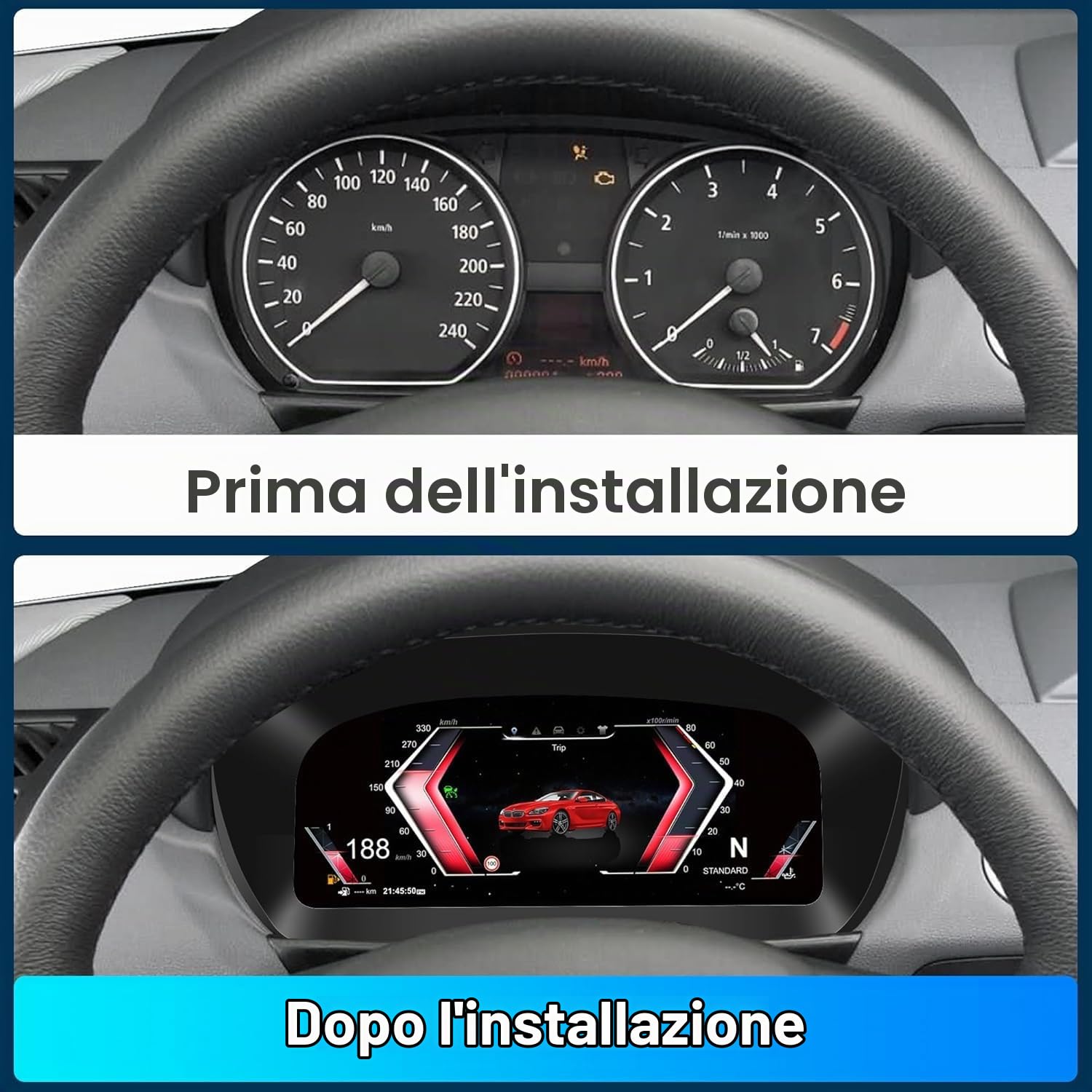 11" Cruscotto Digitale per BMW 1er E87 2006-2011 CCC/CIC Sistema LCD Digitales Armaturenbrett,Automobilistico Cruscotto Gauges Digitales Kombiinstrument Aftermarket Tachimetro Strumentale Cluster