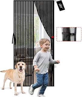 Magnetic Fly Screen Door with Stay-Open Buckle,YRH Heavy Duty Mesh Curtain,Powerful Magnets,Full Frame Magic Tape Curtain No Gap,Lets Fresh Air in,90 × 210 cm