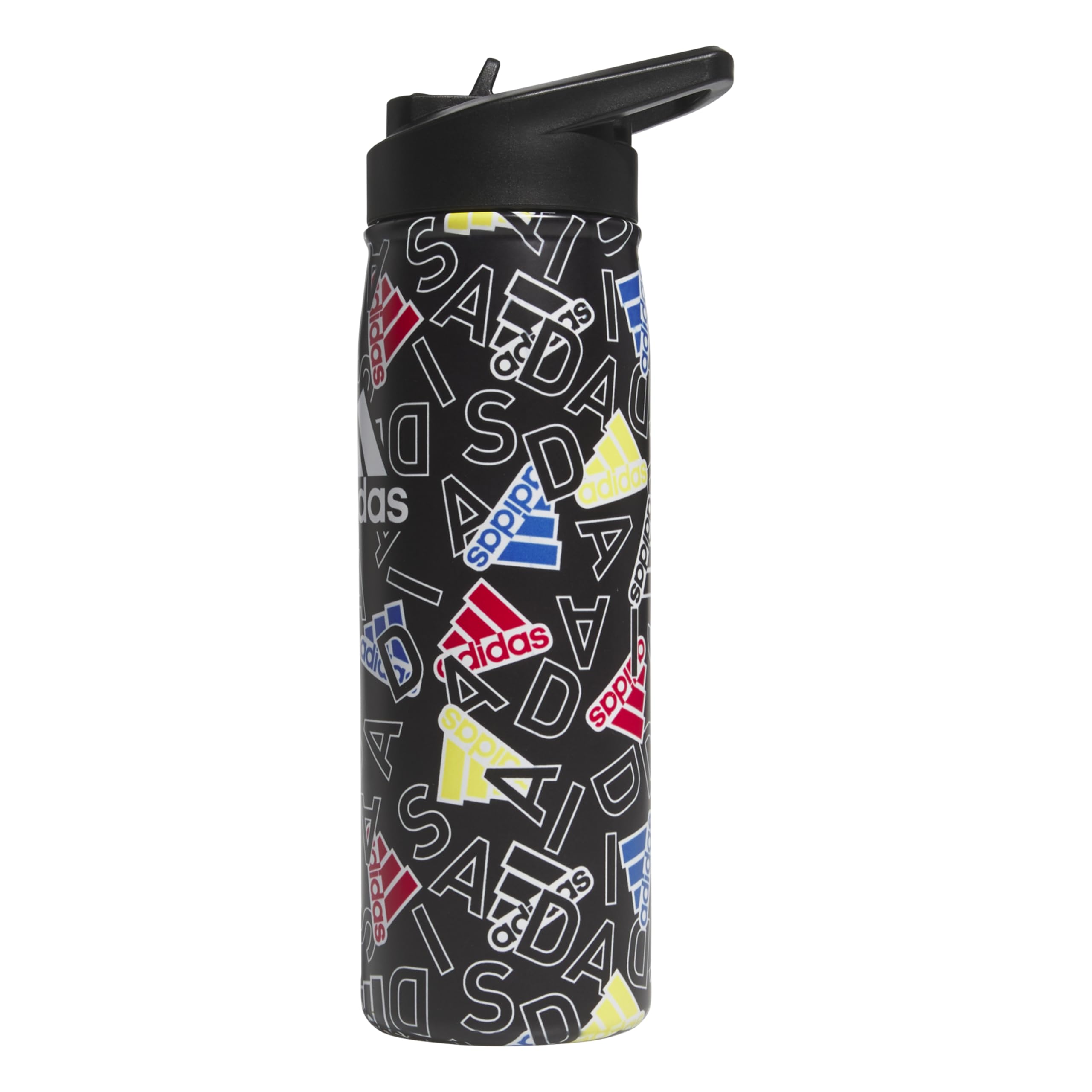 adidas Adi Comp Trinkflasche aus Metall, doppelwandig, isoliert, 18/8 Edelstahl, 600 ml, Schwarz/Weiß, Einheitsgröße