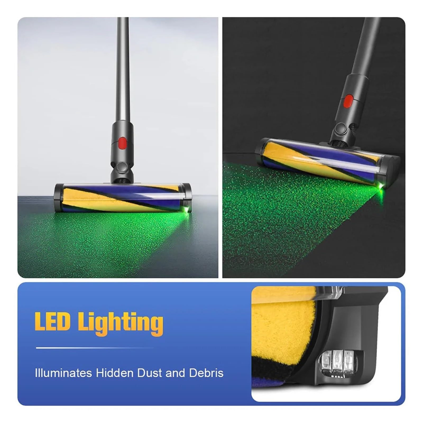 Laserbürste, kompatibel mit Dyson V12 Origin Staubsaugerzubehör, Ersatz-Motorkopf mit grünem Licht, Teppichrollenbürstenkopf Zubehör(Soft Roller Brush)