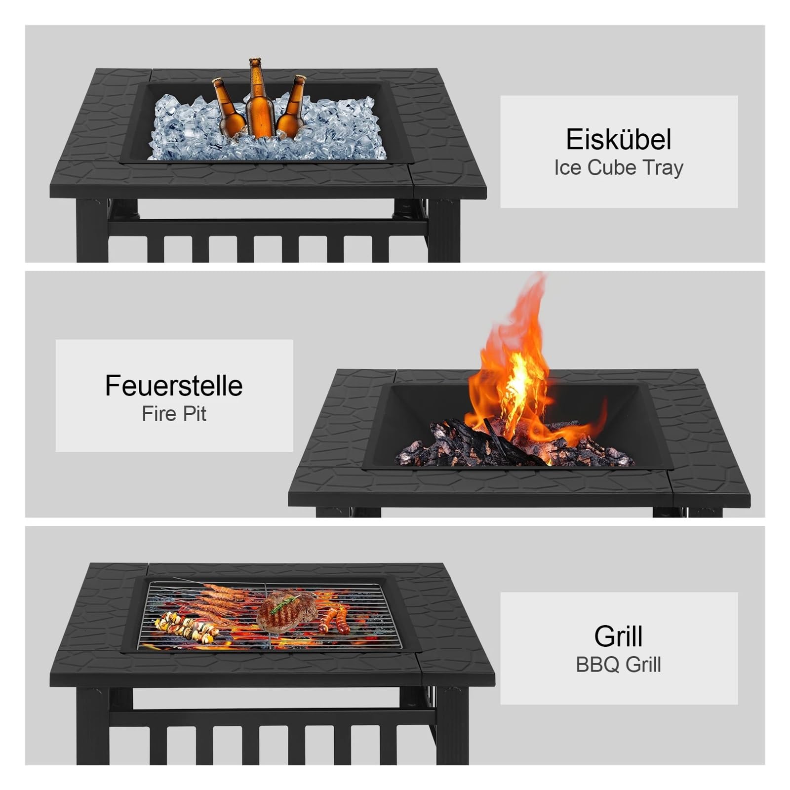 Cesta De Mesa para Hoguera Jardín, Terraza, Barbacoa con Cubierta, Hoguera