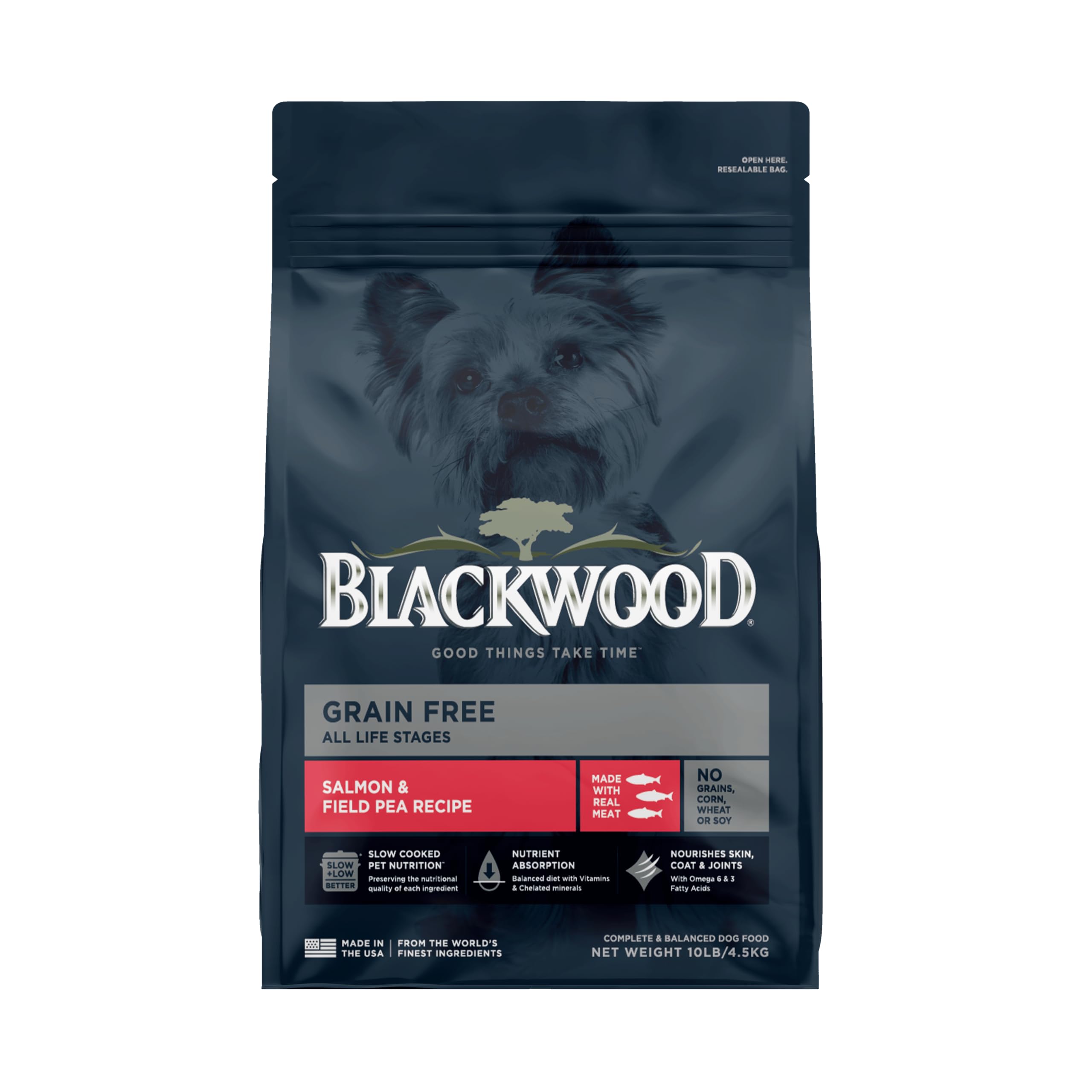 Blackwood Grain Free Dry Dog Food, Salmon & Field Pea Recipe, 10 Pound Bag for All Life Stages, Slow Cooked with Vitamins & Minerals for a Balanced Diet