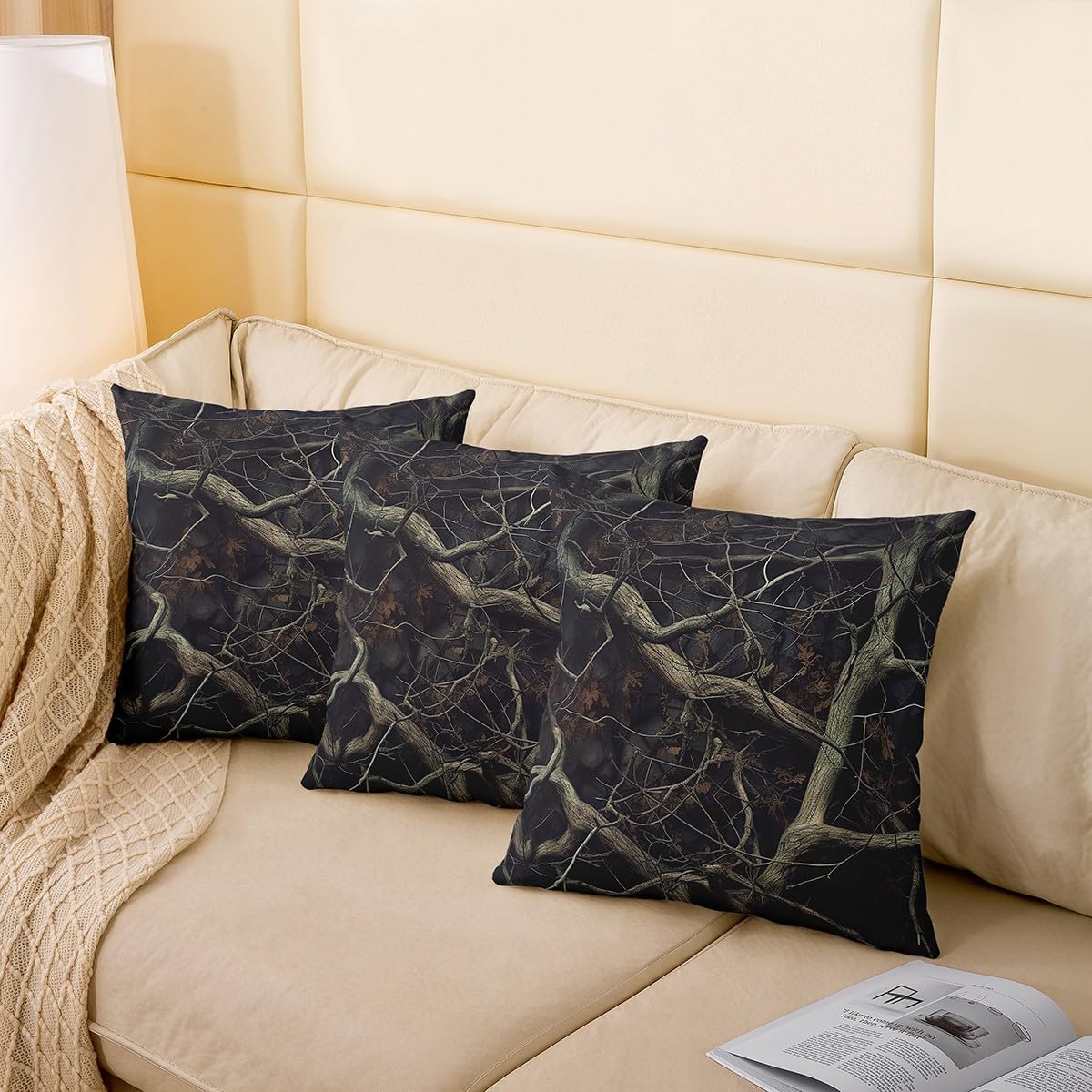 Feelyou Branch Throw Pillow Covers 22"x22" Set of 2 Leaf Pattern Cushion Case for Sofa Couch Bed Chair Car Leaf Branches Decorative Pillow Case Pillowcase Nature Theme Outdoor Pillows Covers