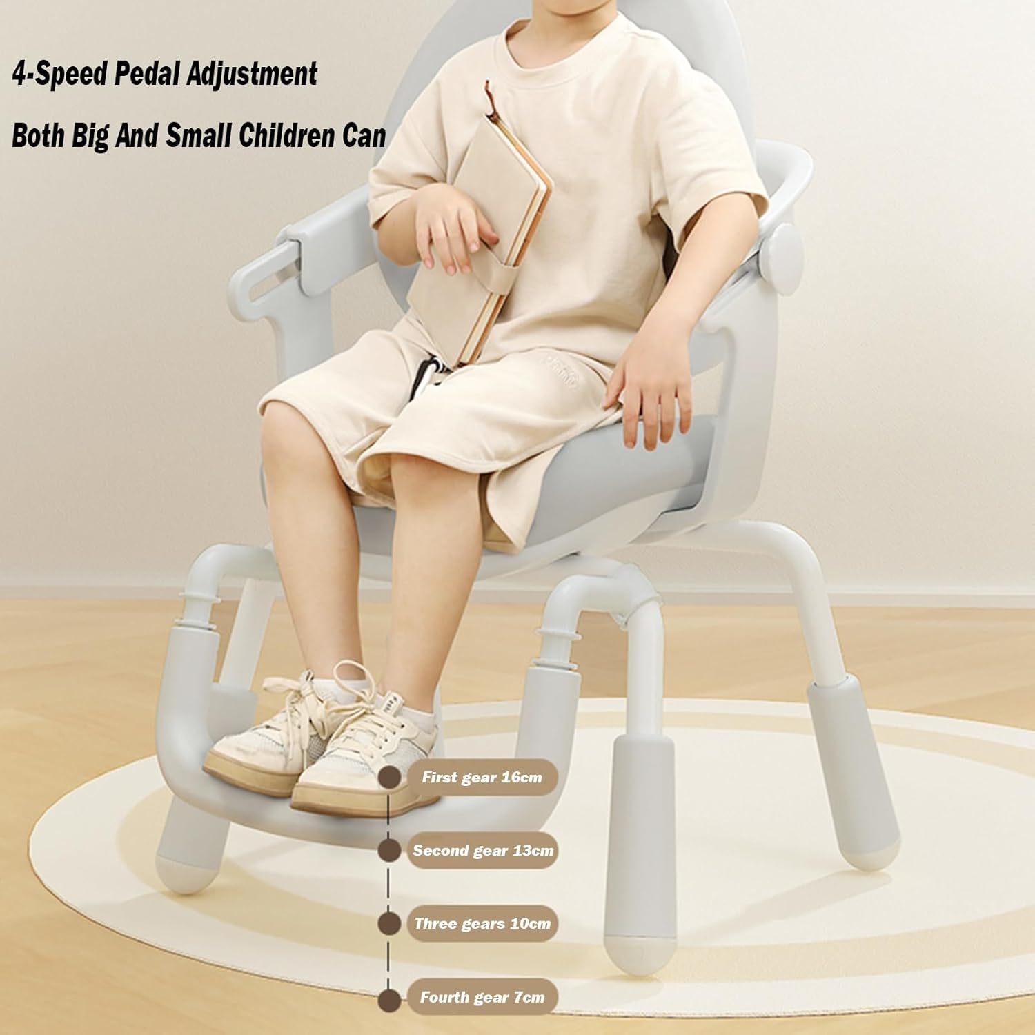 Kids Desk Chair Ergonomic Kids Chair with Footrest, 4-Step Growing Function, Adjustable Seat Height, Children's Learning Chair (Color : Blue, Size : B)