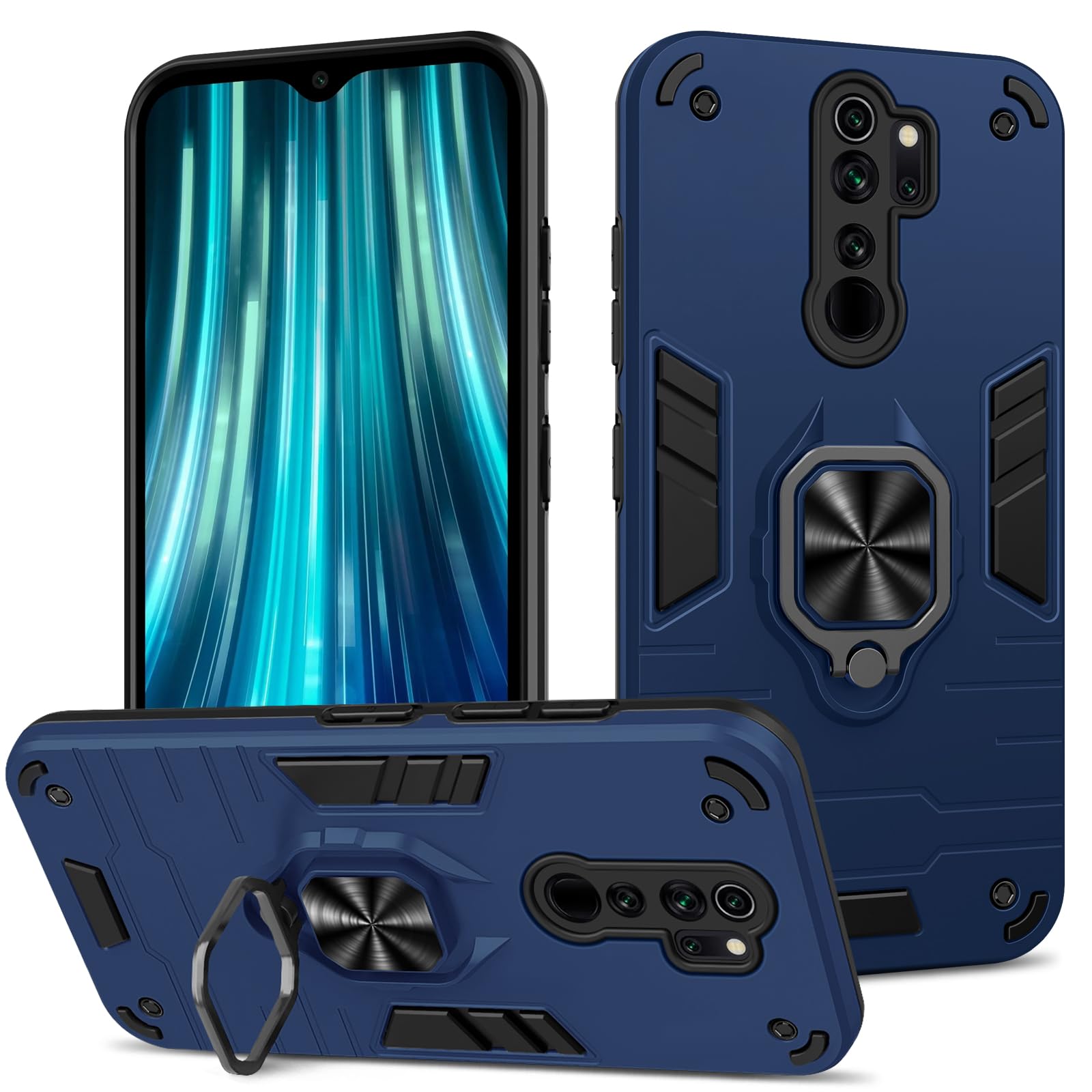 Funda para Samsung Galaxy A13 4G con Cristal Templado Protector Pantalla, Carcasa Antigolpes con Soporte anular metálico, Case Protectora de Grado Militar, Negro — view 33