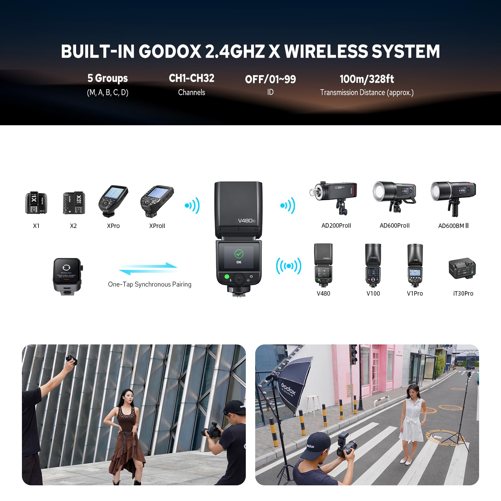 Godox V480-F Blitz Für Fujifilm - Profi Blitzgerät Mit Touchscreen