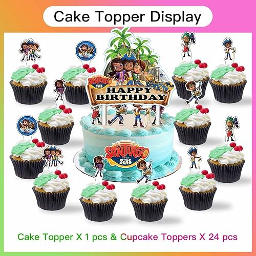 Miniatura 5 de Santiago of the Seas - Suministros para fiestas, platos, decoración de pastel de cumpleaños, pancarta, decoración de globos