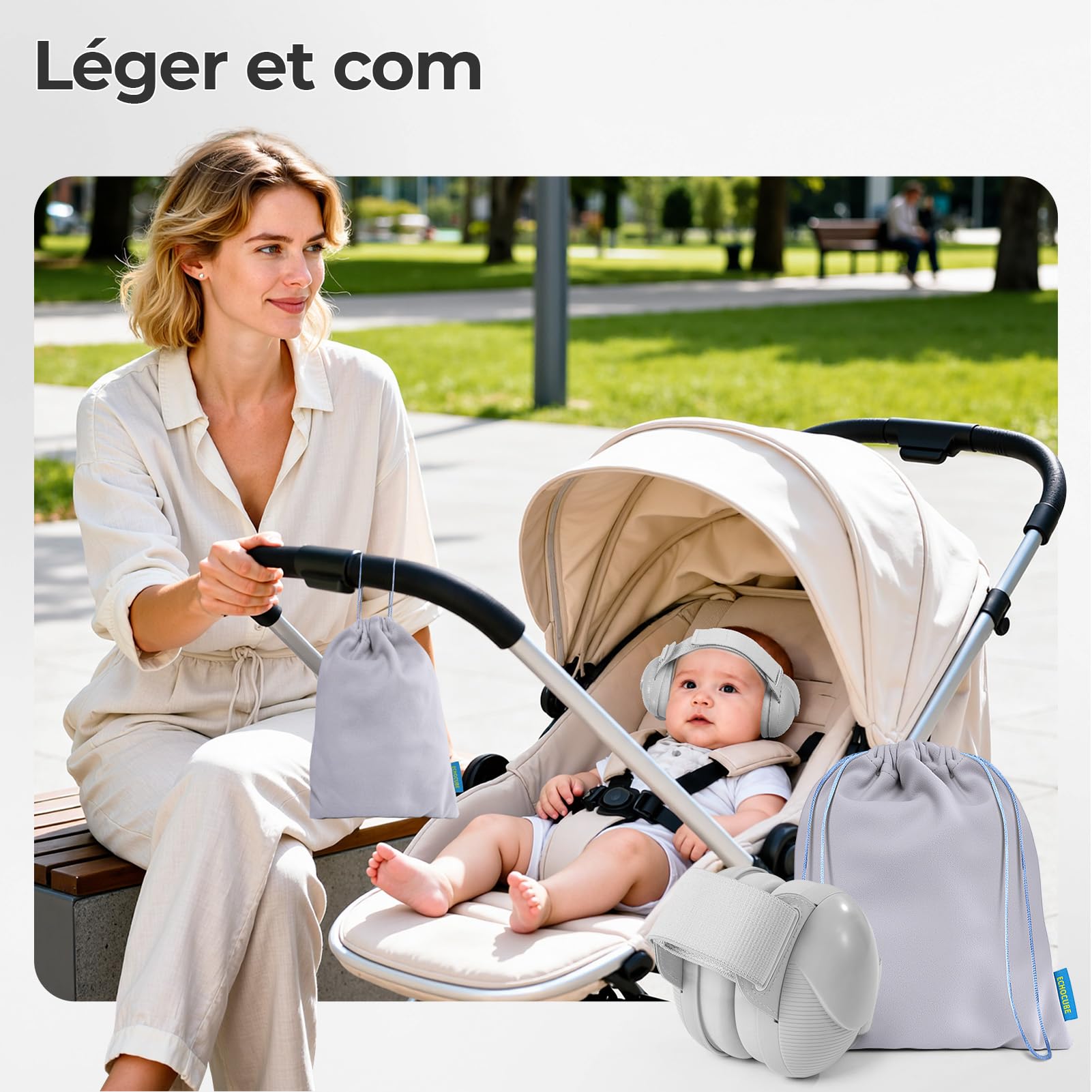 Casque Anti Bruit pour Bébés, Protection Auditive pour Enfants de 0 à 48 Mois, Homologués CE & ANSI, 25dB Casques Réduction Bruit Bebe pour le Sommeil et les Voyages en Avion - Gris