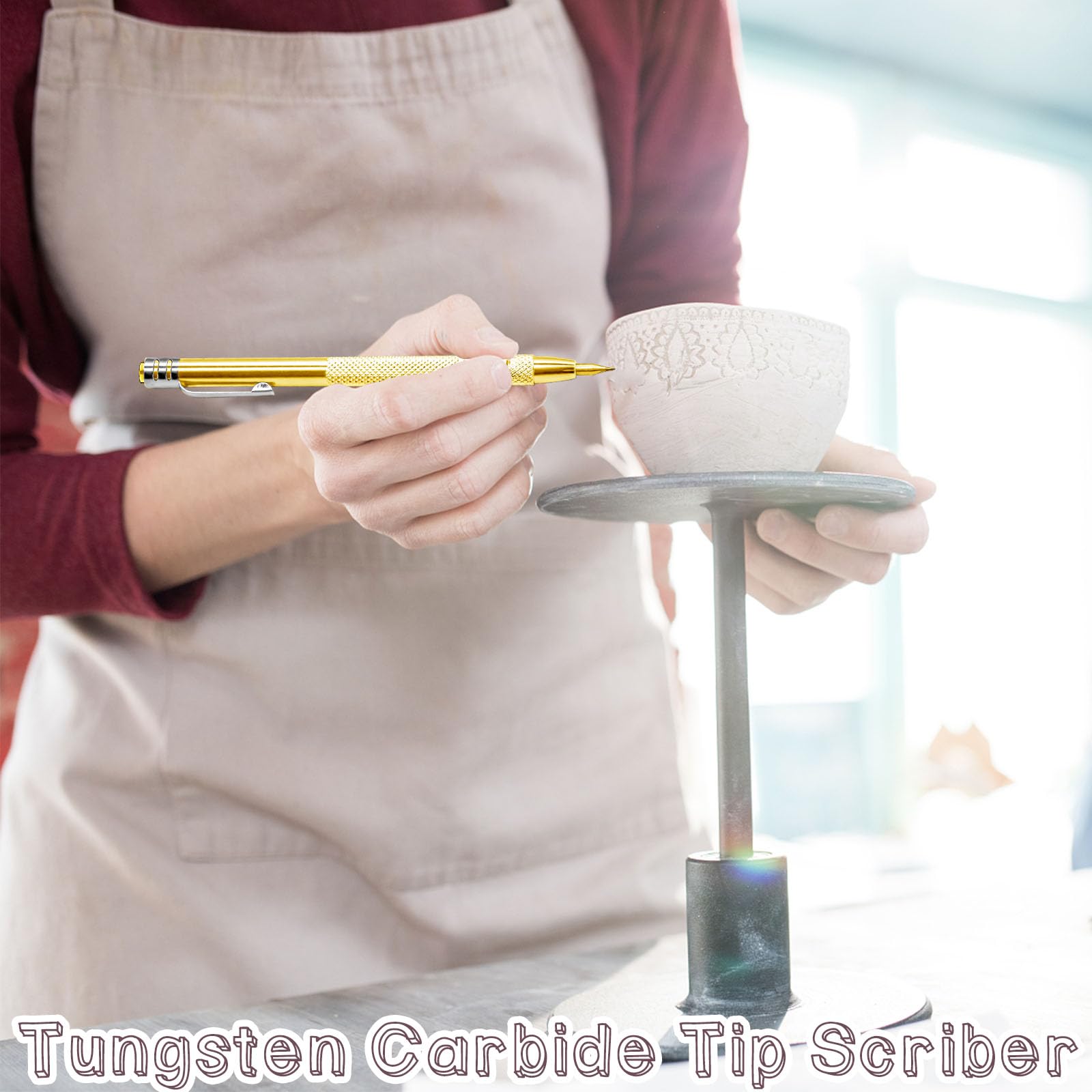 Lot de 2 pointes à tracer en carbure de tungstène avec 12 pointes de marquage de rechange, outil de gravure en carbure d'aluminium avec clip, stylo de gravure en métal pour verre/céramique