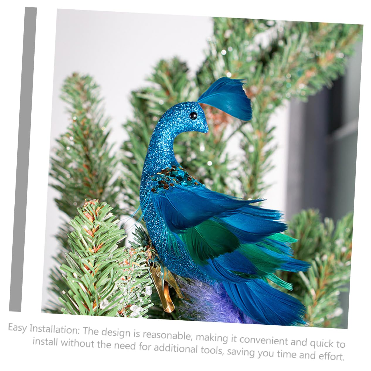 2stücke Pfauen-weihnachtsschmuck Aus Kunstschaum Glitzernder Vogeldekorationen Zum Anklipsen Ornamente Für Weihnachtsbäume Langlebige Und Vielseitige Heimdekoration